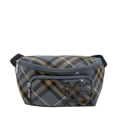 Burberry Men Small Check Belt Bag In Blue