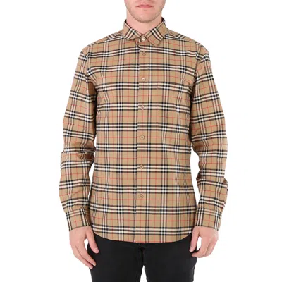 BURBERRY BURBERRY SMALL SCALE CHECK STRETCH COTTON LONG-SLEEVE SHIRT