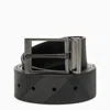 BURBERRY MEN'S SMOKE GREY REVERSIBLE CHECK BELT IN COATED CANVAS WITH ADJUSTABLE SIZE AND METAL BUCKLE