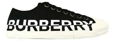 Pre-owned Burberry Men's Sneaker Shoes In Fabric And Rubber 8018270 Black White