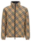 Burberry Beige Check Nylon Reversible Down Puffer Jacket In Brown