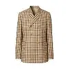 BURBERRY BURBERRY MEN'S SOFT FAWN GINGHAM WOOL TAILORED BLAZER