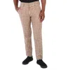 BURBERRY BURBERRY MEN'S SOFT FAWN GINGHAM WOOL TAILORED TROUSERS