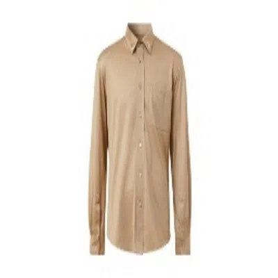 Burberry Men's Soft Fawn Mulberry Silk Tailored Shirt In Neutral