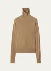 Burberry Long Sleeved Turtleneck Knitted Sweater In Flax
