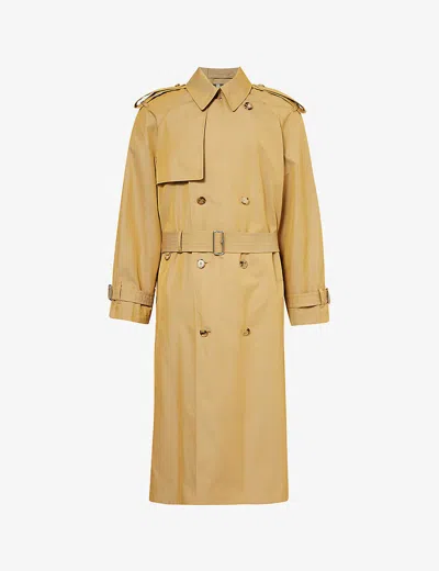 Burberry Mens Spelt Double-breasted Cotton Trench Coat