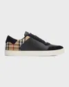 Burberry Men Black Leather And Fabric Sneakers In Black