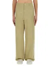 Burberry Cotton Wide Leg Pants With Belt Loops In Cream