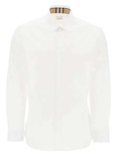 Burberry Men's Stretch Cotton Shirt In White