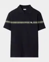 Burberry Ekd Embroidery Cotton Polo Shirt With Screen-printed Stripes In Black