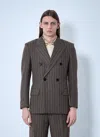Burberry Men Striped Wool Tailored Blazer In Brown