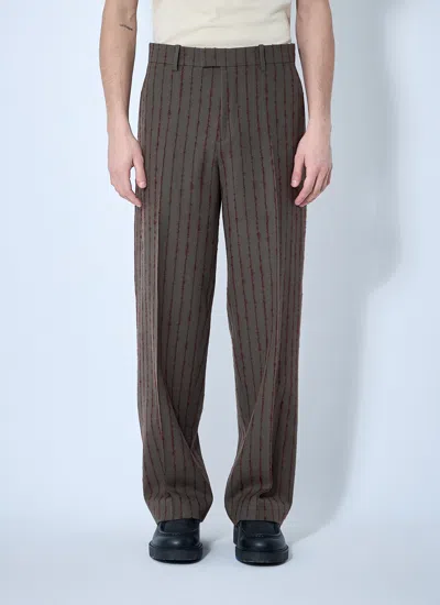 BURBERRY BURBERRY MEN STRIPED WOOL TAILORED PANTS