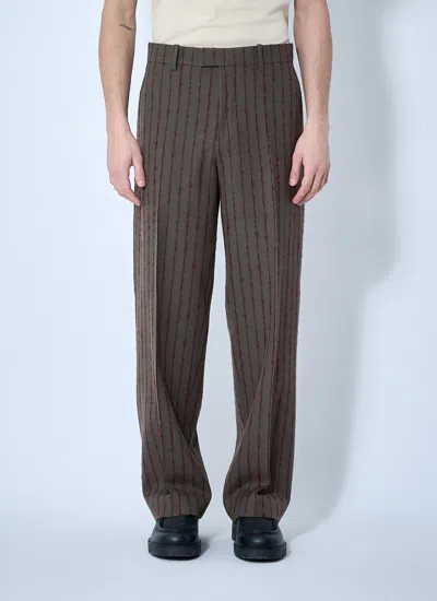 Burberry Men Striped Wool Tailored Pants In Multi