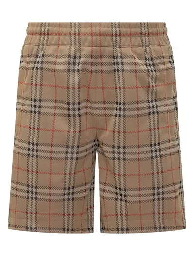 Burberry Men's Stylish Checkered Shorts In Brown