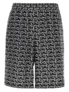 Burberry Printed Silk Bermuda Shorts In Slvrblack