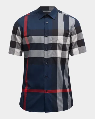Burberry Summerton Check Cotton Shirt In Black