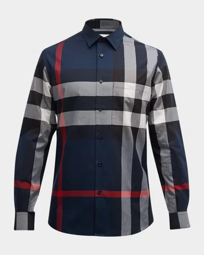 BURBERRY MEN'S SUMMERTON CHECK BUTTON-DOWN SHIRT