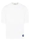 Burberry White Crewneck T-shirt With Equestrain Knight Patch In Cotton Man In White