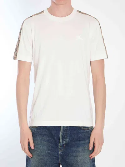 Burberry Checked Cotton-jersey T-shirt In Neutrals