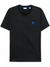 Burberry Blue T-shirt With Eks Logo Embroidered On The Front In Cotton Man In Black