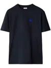 Burberry Blue T-shirt With Eks Logo Embroidered On The Front In Cotton Man In Blue