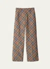Burberry Tailored Wool Blend Trousers With Nova Check Pattern In Linden Ip Check