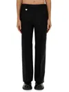 Burberry Suit Pants In Navy Blue Wool. Straight-leg Cut. Zippered Closure And Belt Clip. In Black