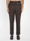 Burberry Straight Trousers With Cuffed Hem And Pockets In Brown