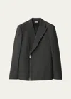Burberry Wool Zip Tailored Jacket In Grey Black