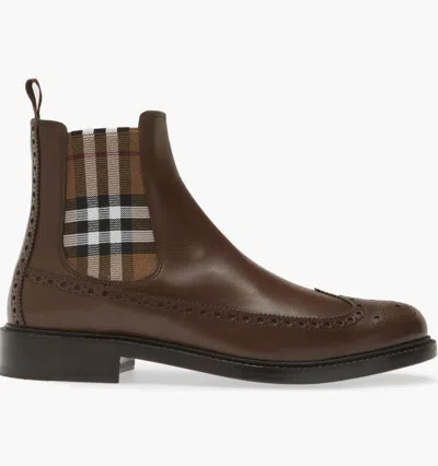 Pre-owned Burberry Men's Tanner Chelsea Boot, Deep Bark Brown - Retail $1,050