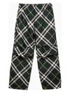 Burberry Men's Check Pattern Trousers With Elastic Waist And Drawstring In Green
