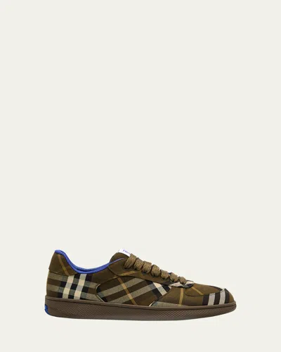 BURBERRY MEN'S TERRACE CHECK LOW-TOP SNEAKERS