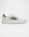 Burberry Low-top Leather Sneakers With Check Inserts In White