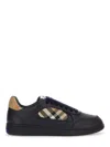 Burberry Indigo Blue Leather And Check Sneaker Terrace