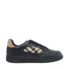 Burberry Indigo Blue Leather And Check Sneaker Terrace Men In Multi