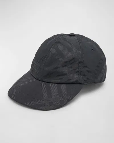 Burberry Men's Tonal Check Jacquard Baseball Cap In Black