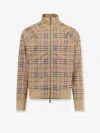 Burberry Beige Sweatshirt With Check Motif In Jacquard In Brown