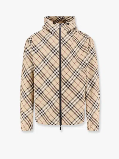 Burberry Men Traditional Check Jacket With Ekd Embroidery In Neutral