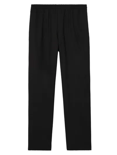 Burberry Check Trim Trousers With Mid-rise Design In Black