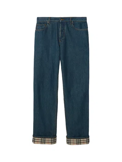 Burberry Men Turn Up Jeans Mid Blue