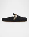 Burberry Strap Patterned Round Toe Rubber Sole Slip-on