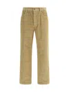 Burberry Sand-coloured Check Corduroy Trousers In Yellow