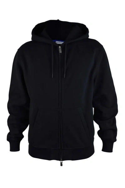 Burberry Embroidered-logo Hoodie In Black