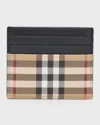 BURBERRY MEN'S VINTAGE CHECK AND LEATHER CARD CASE