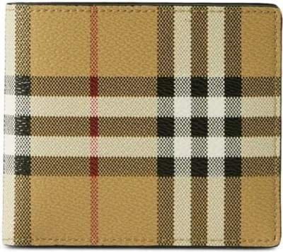 Burberry Men's Vintage Check Bifold Leather Wallet In Brown