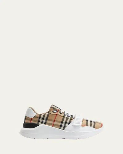 BURBERRY MEN'S VINTAGE CHECK CANVAS LOW-TOP SNEAKERS