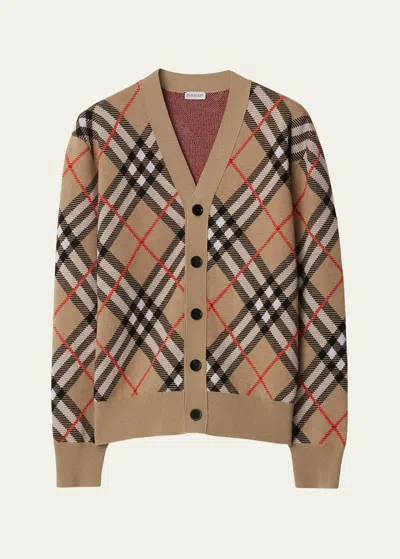 Burberry Men's Vintage Check Cardigan In Sand Ip Check