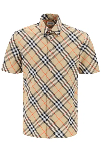 Burberry Vintage Check Stretch Cotton Shirt In Black