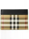 Burberry Textured Check Card Case With Contrast Trim In Beige