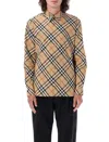 Burberry Check Print Cotton Shirt In Sand Ip Check